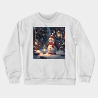 Snowman at christmas camp Crewneck Sweatshirt